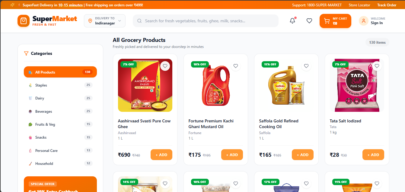 SuperMarket App – Online Grocery Shopping & Order Management System screenshot 3